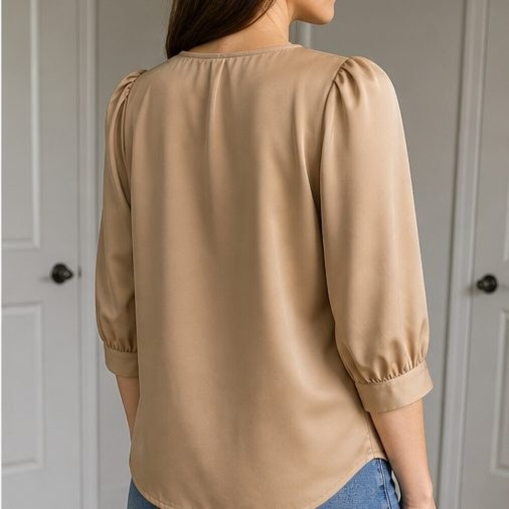 Camel Wrap Blouse - Picture 3 of 6